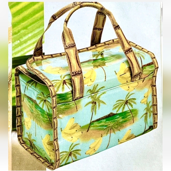 Tropical Palm Tree Banana Beach Makeup Tote Bag - Avon 2007 NOS - Picture 1 of 10
